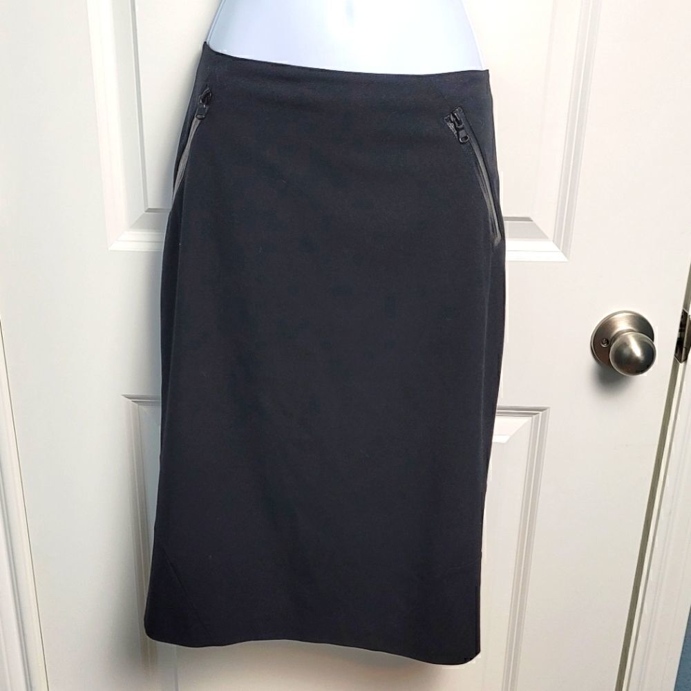 BOSTON PROPER Black Pencil Skirt With Zipper Details
